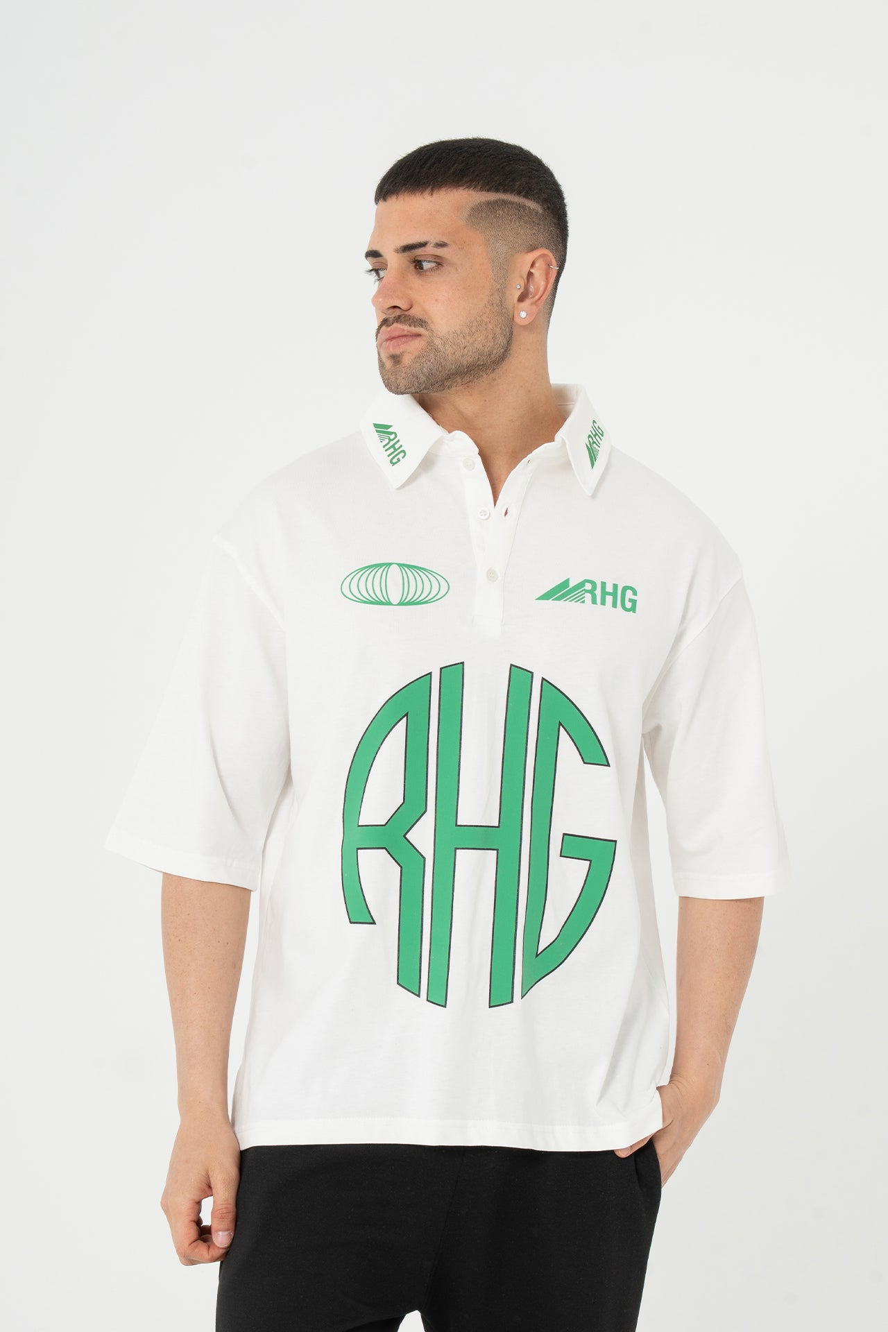 Baskılı Yakalı Forma T-shirt Oversize