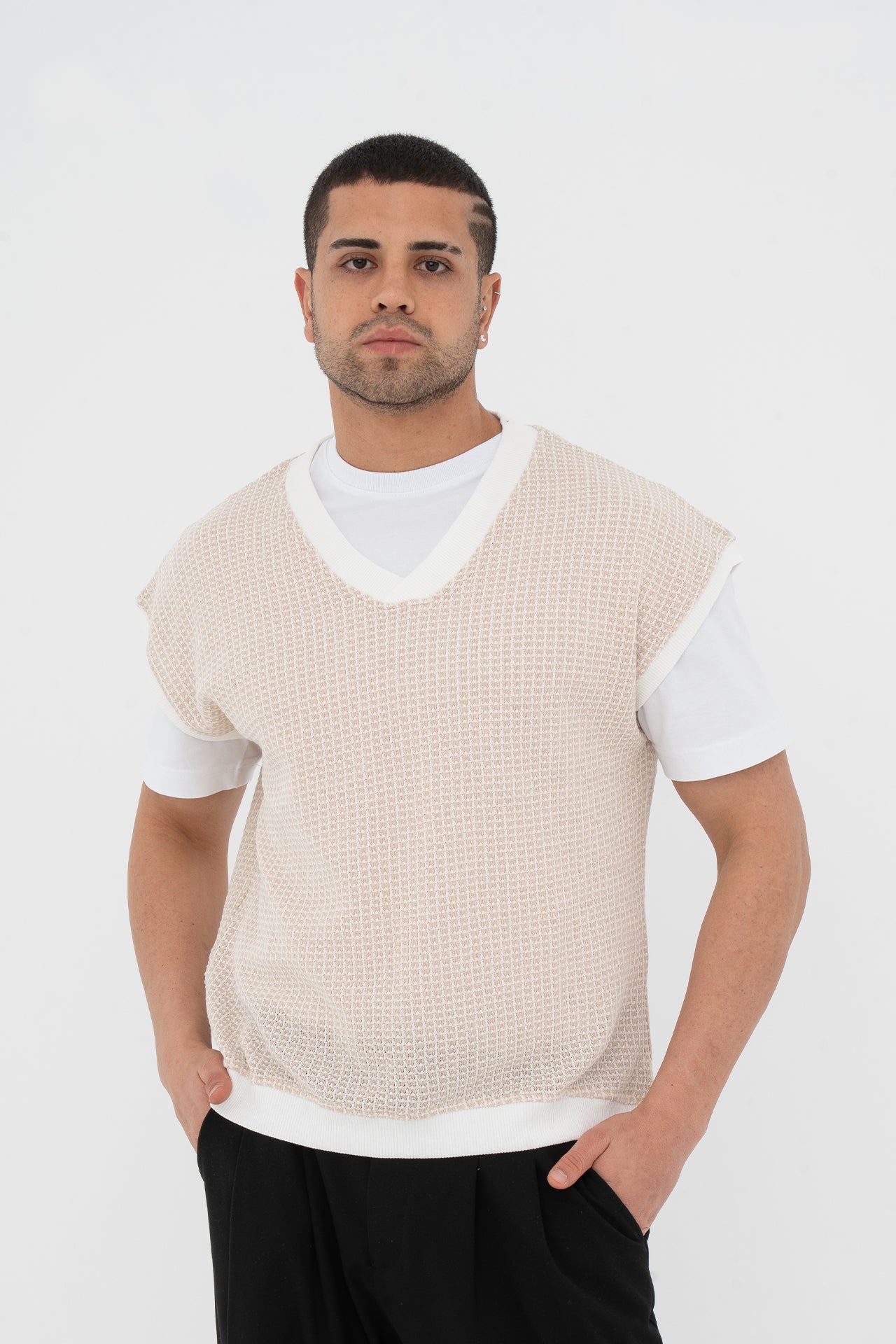 Sıfır Kollu Oversize Triko Süveter