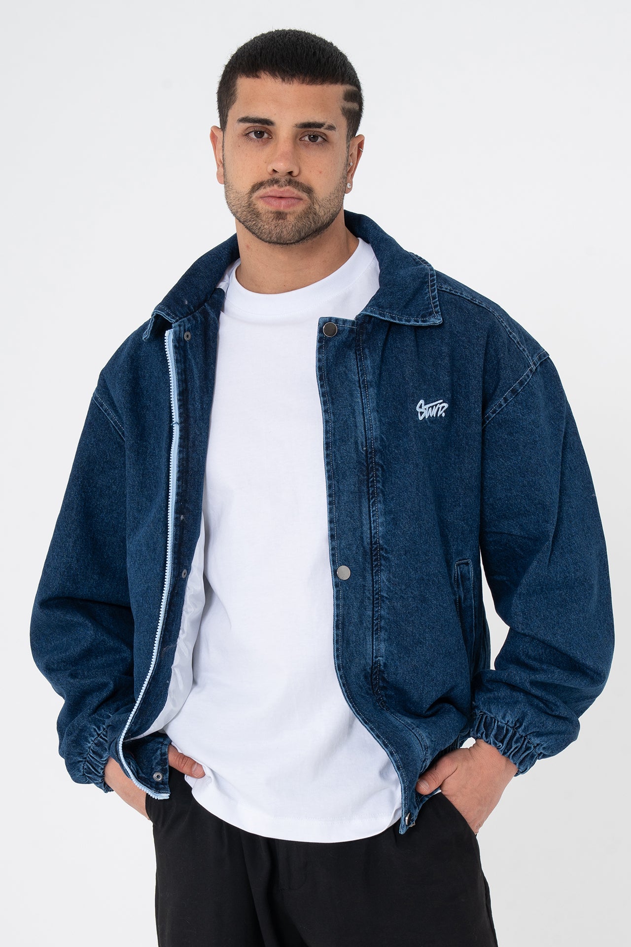 Premium Stwd Nakışlı Bomber Kalıp Kot Ceket