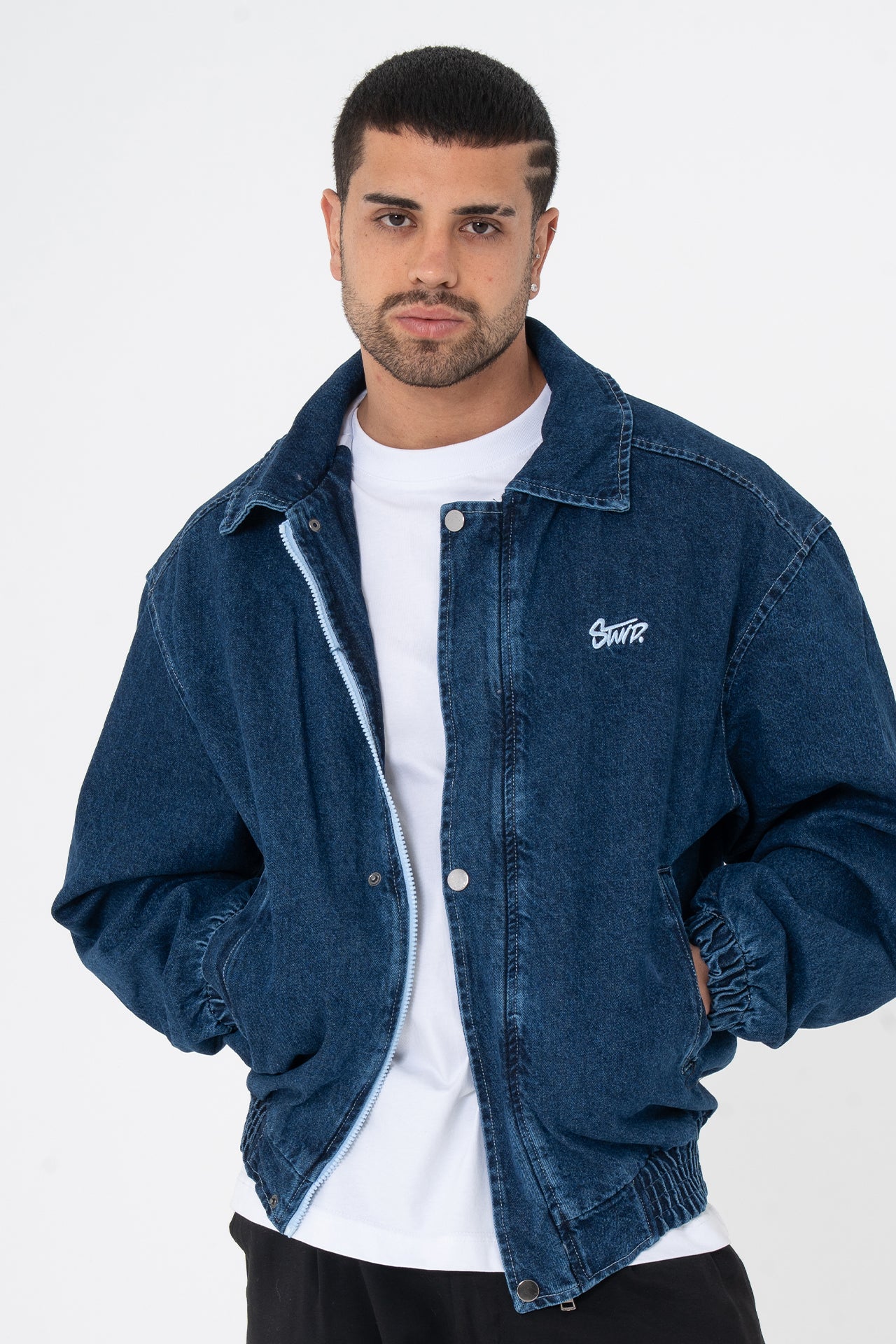 Premium Stwd Nakışlı Bomber Kalıp Kot Ceket