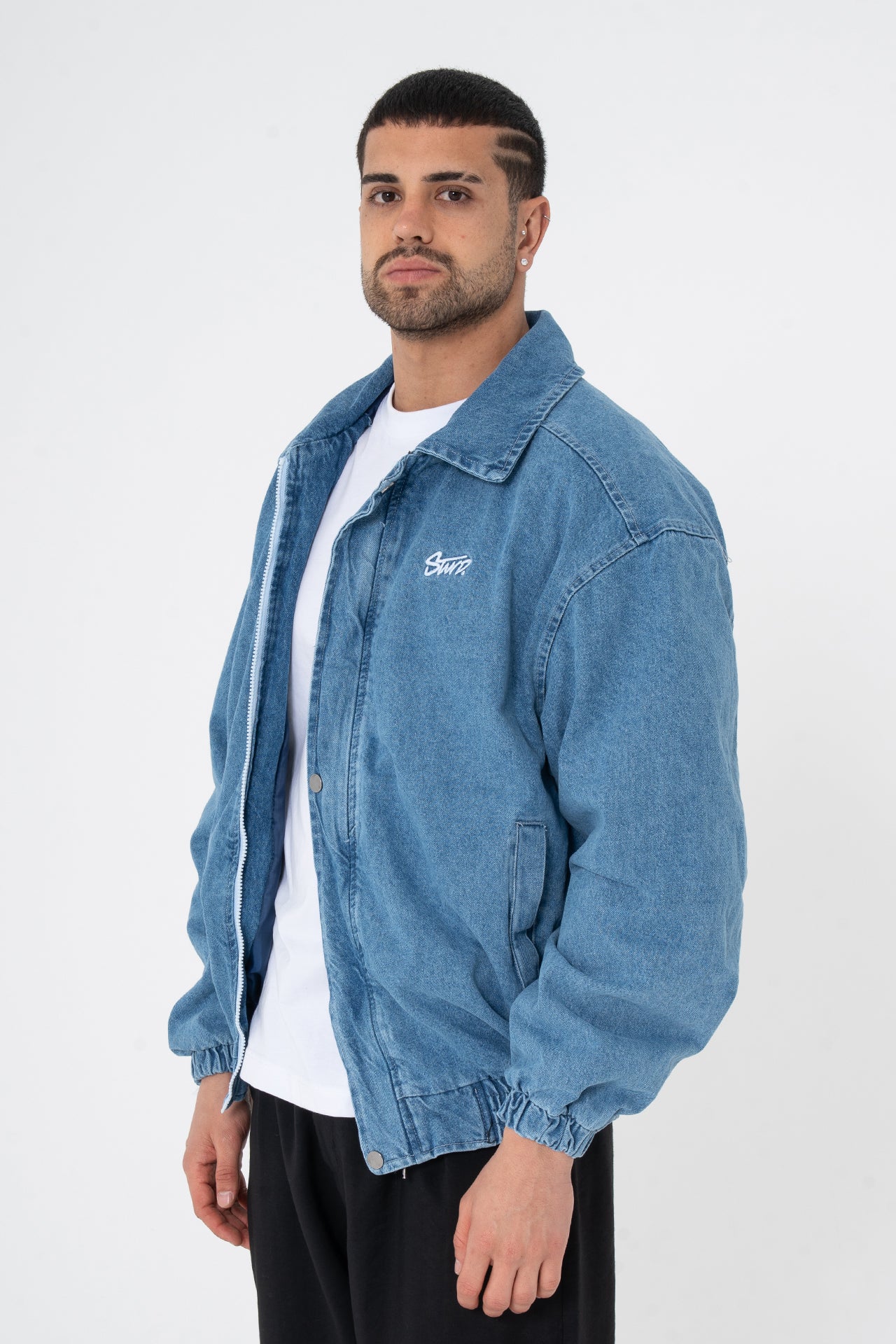 Premium Stwd Nakışlı Bomber Kalıp Kot Ceket