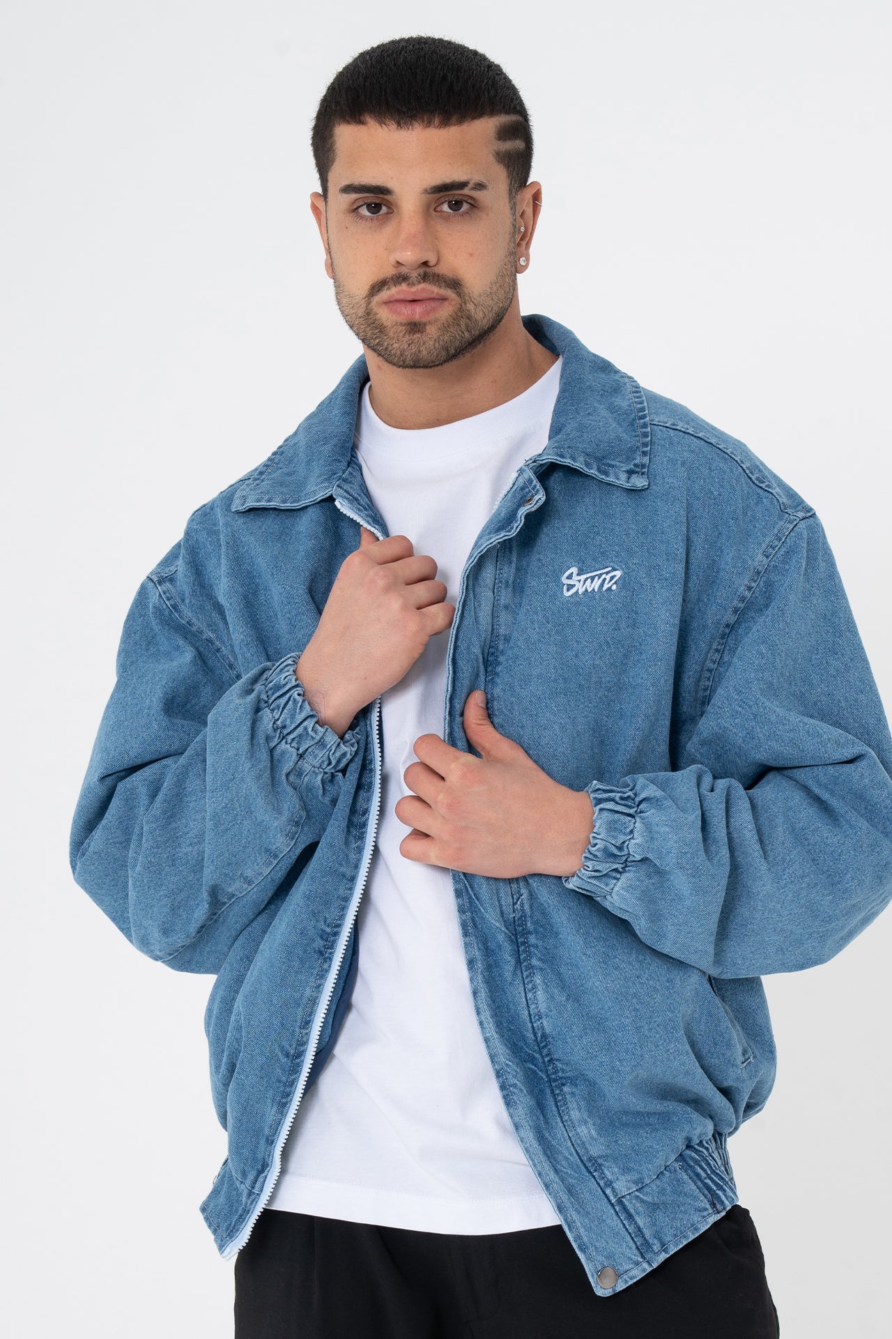 Premium Stwd Nakışlı Bomber Kalıp Kot Ceket