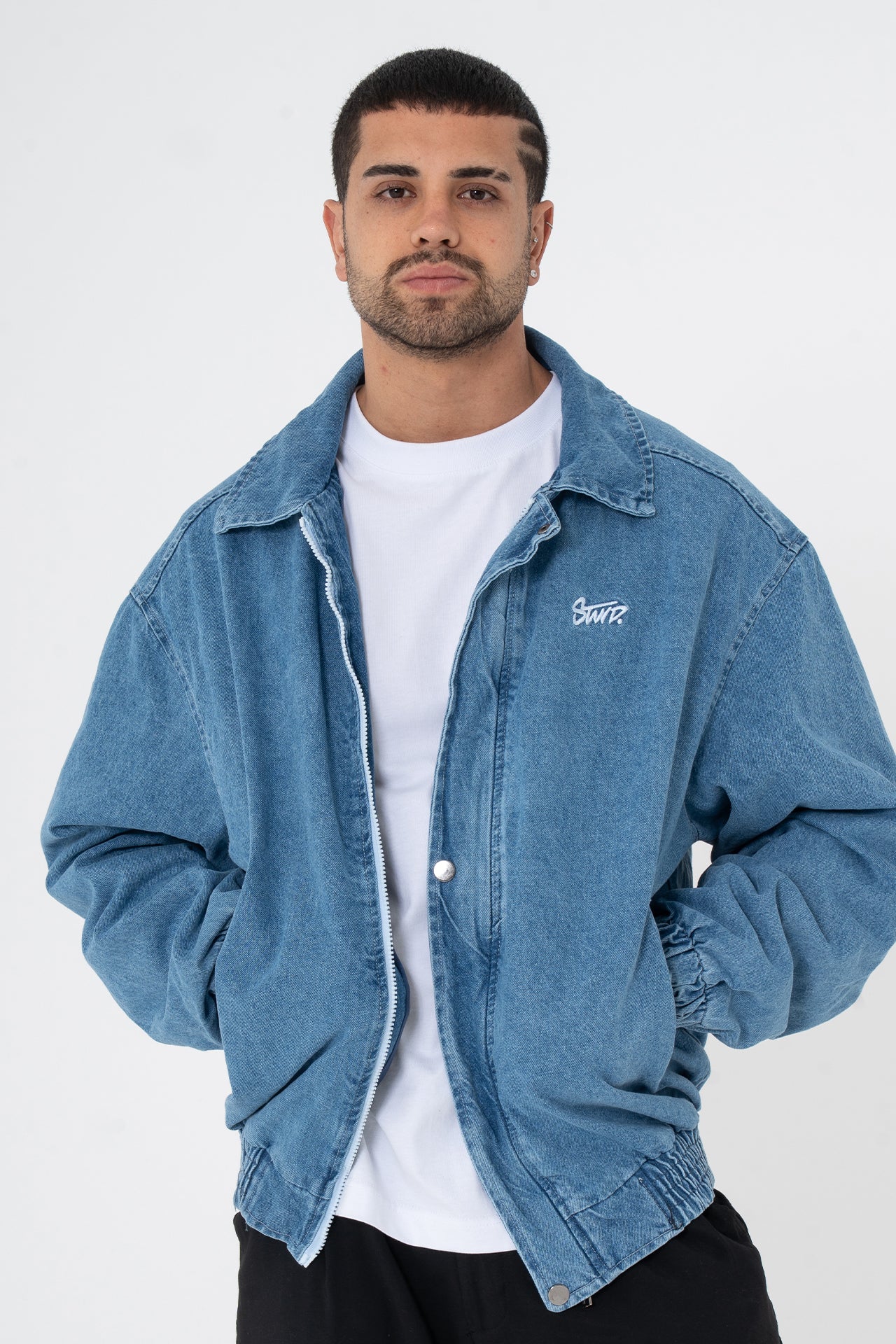 Premium Stwd Nakışlı Bomber Kalıp Kot Ceket