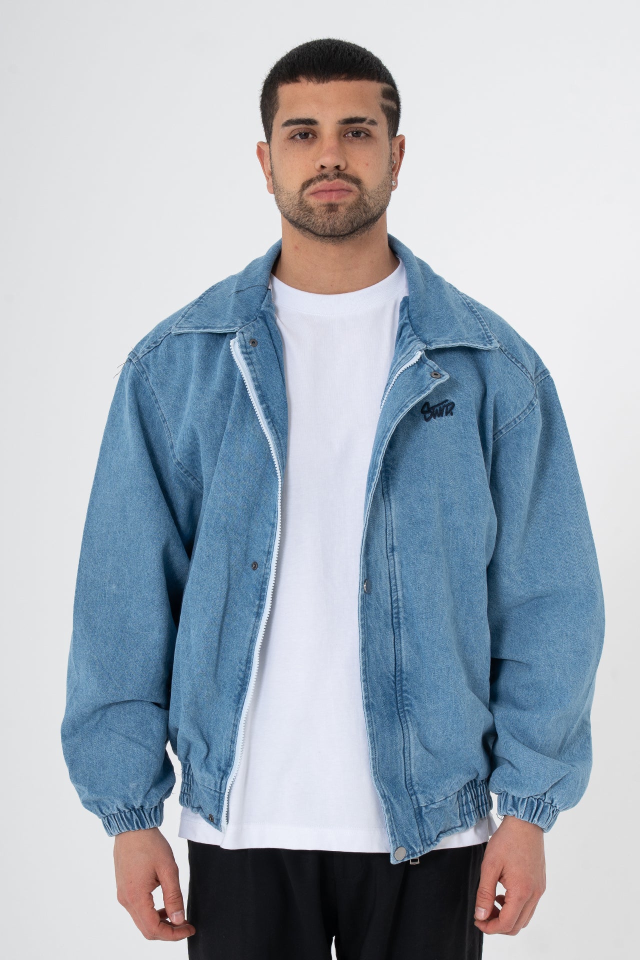 Premium Stwd Nakışlı Bomber Kalıp Kot Ceket