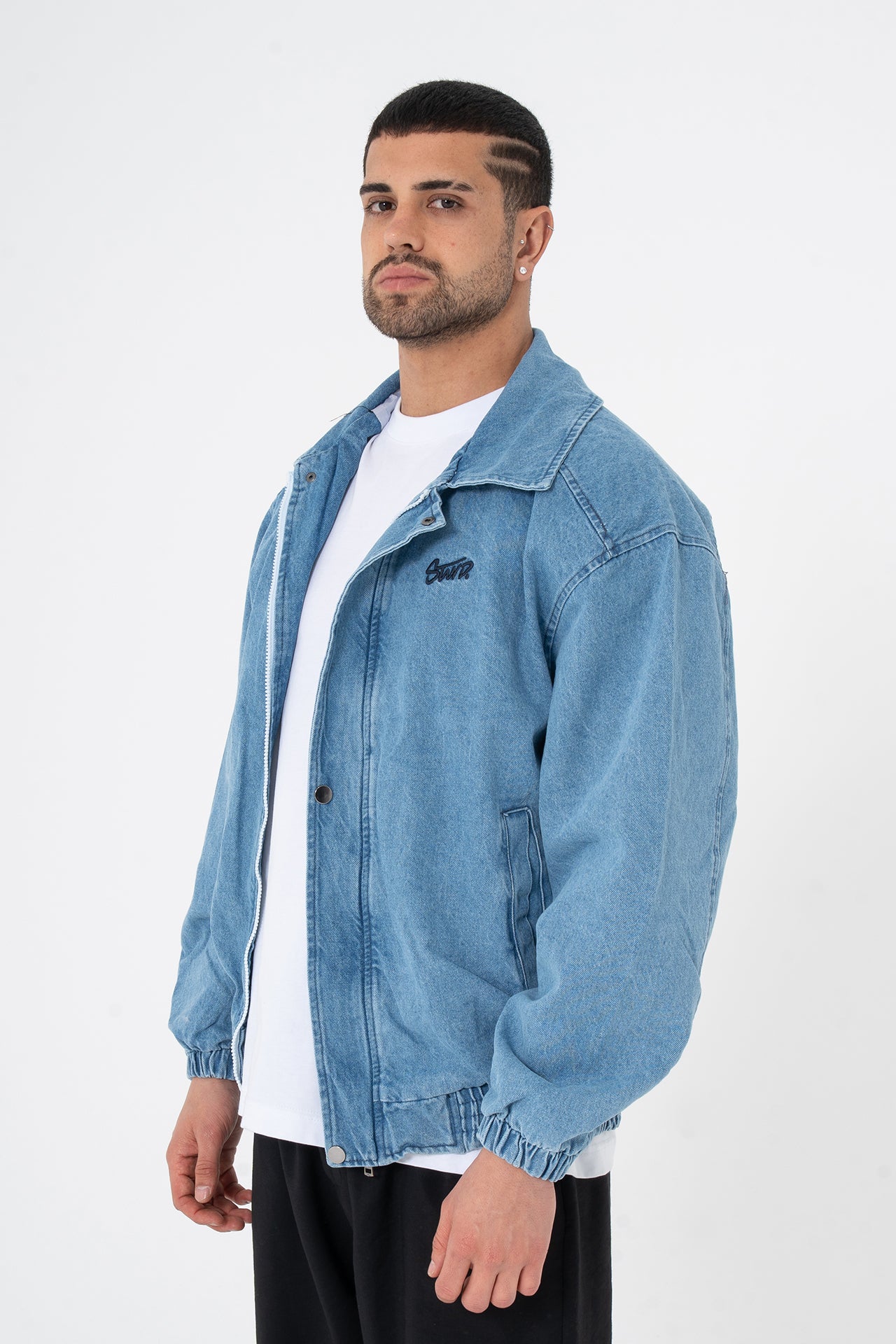 Premium Stwd Nakışlı Bomber Kalıp Kot Ceket