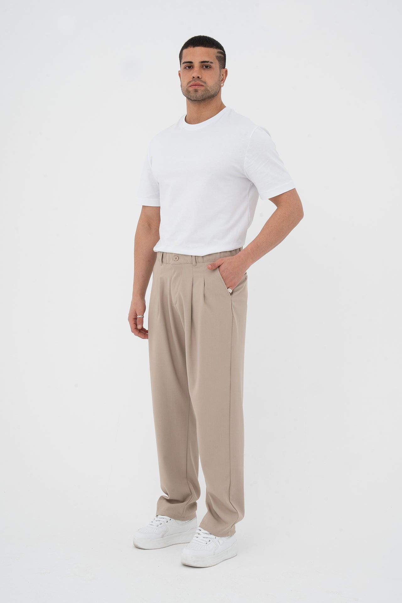 Pileli Basic Baggy Kumaş Pantolon