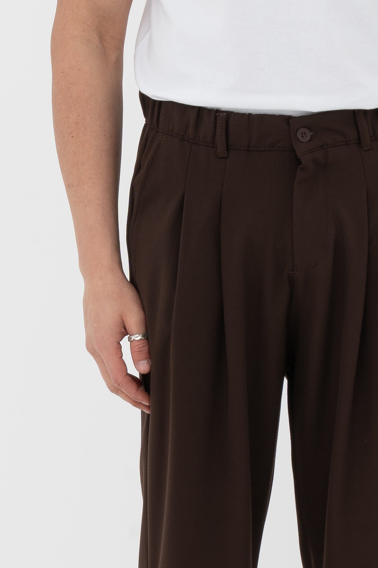 Pileli Basic Baggy Kumaş Pantolon