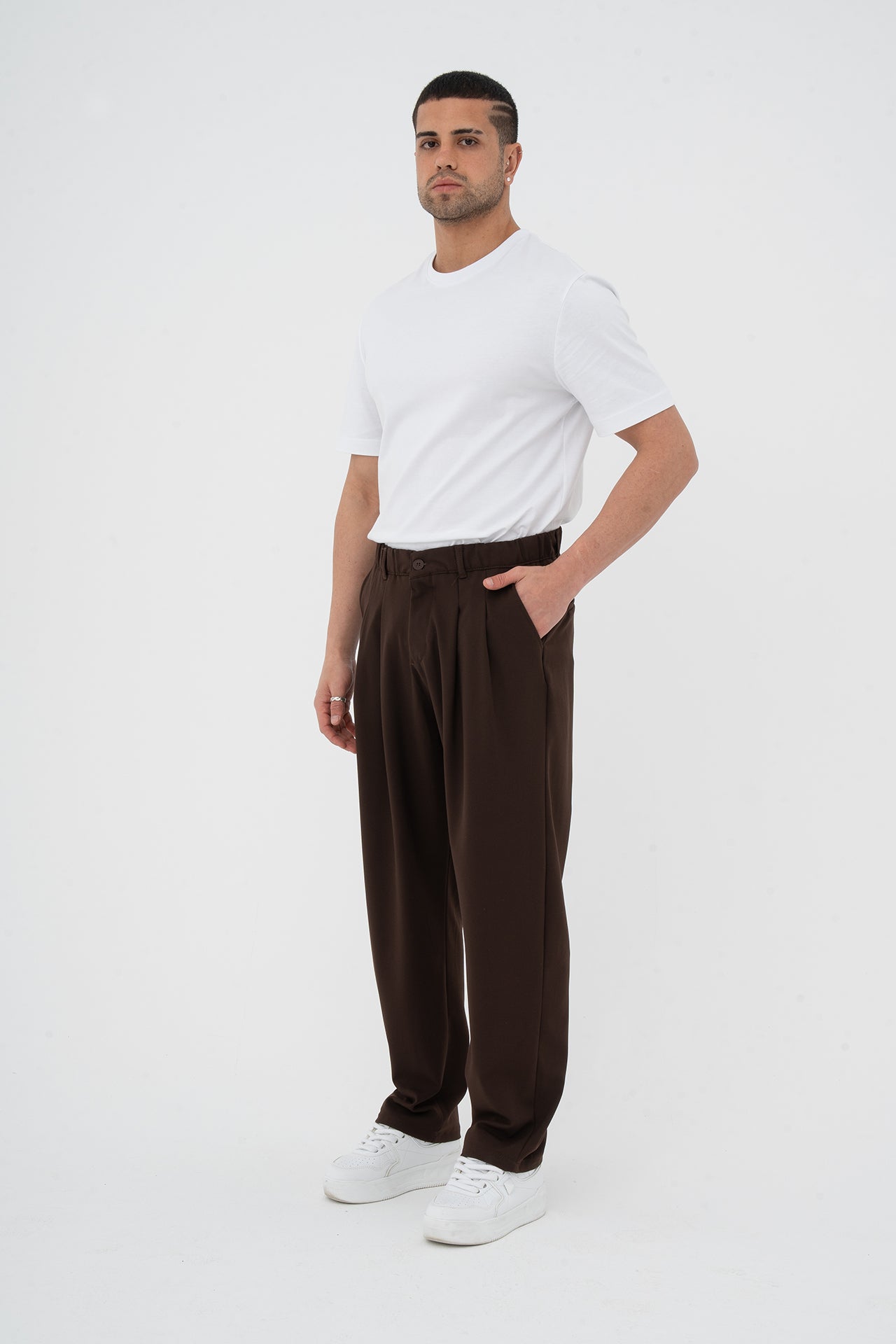 Pileli Basic Baggy Kumaş Pantolon