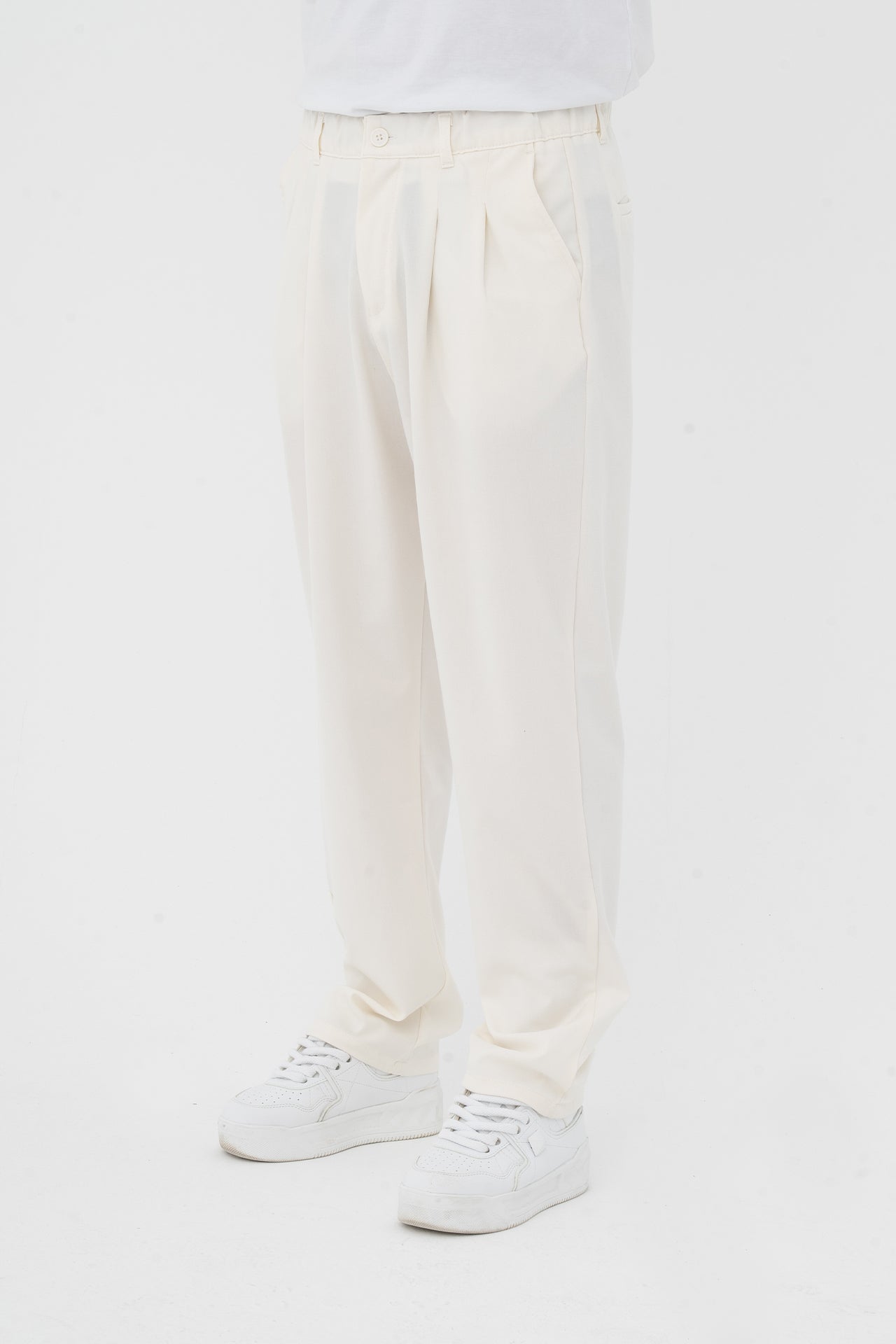 Pileli Basic Baggy Kumaş Pantolon