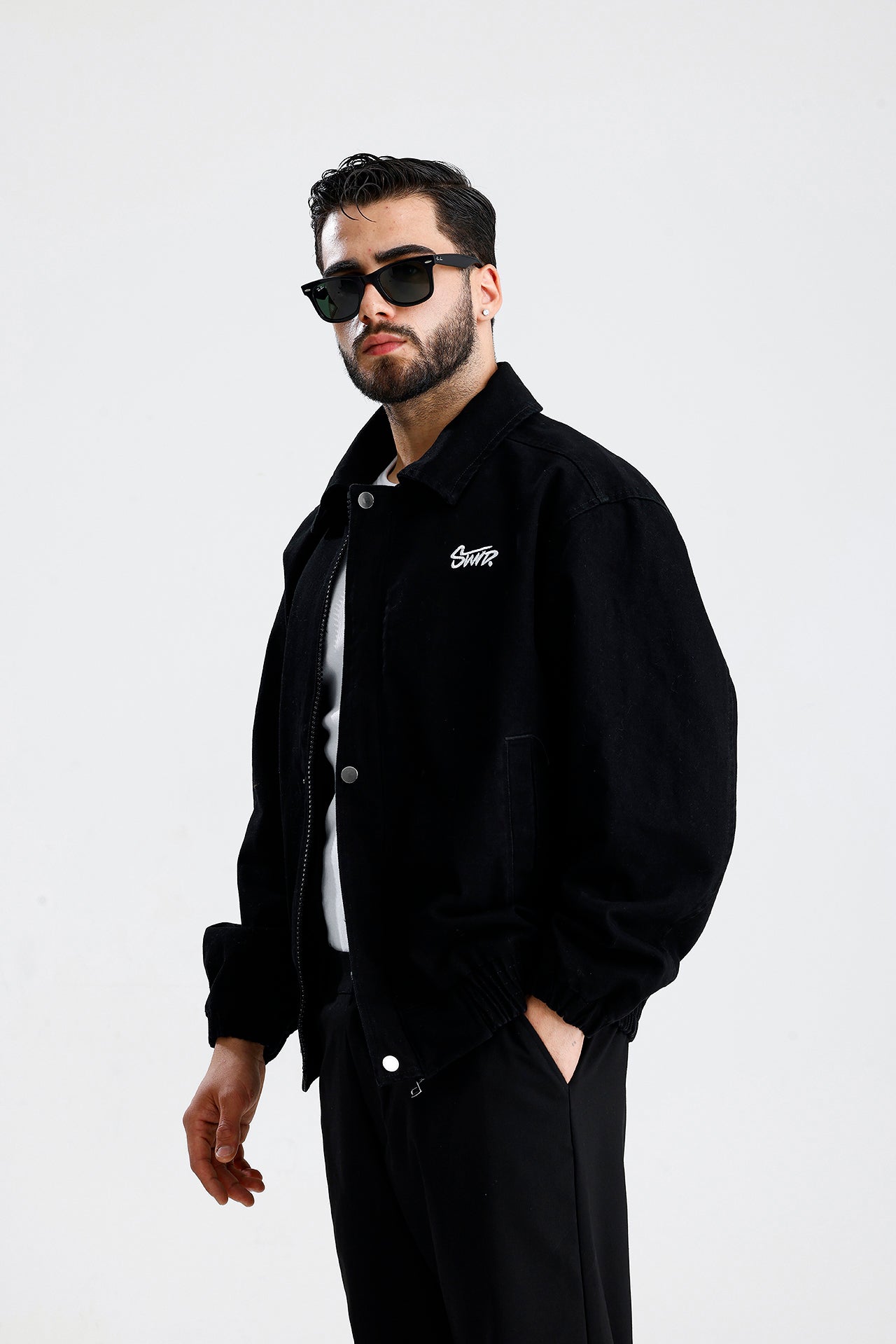STWD Nakışlı Bomber Kot Ceket