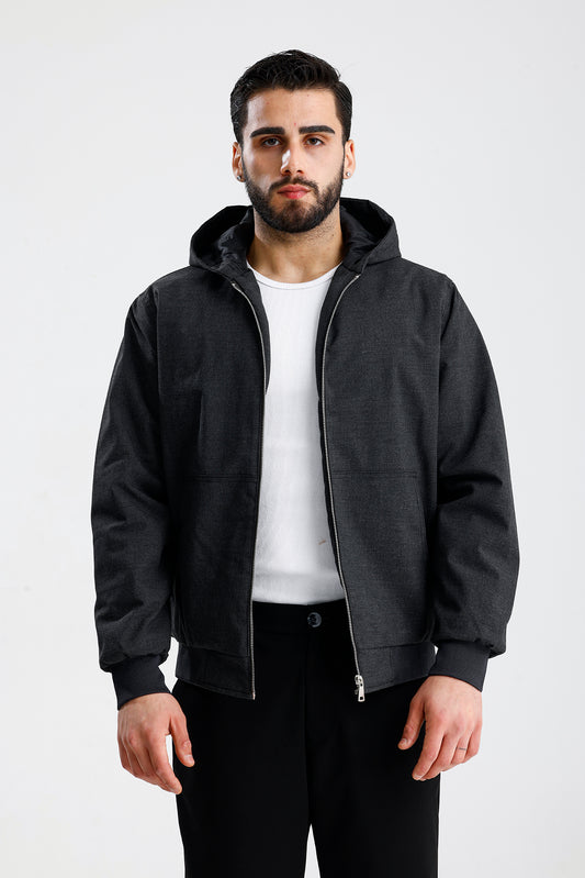 Gabardin Kapüşonlu Oversize Mont