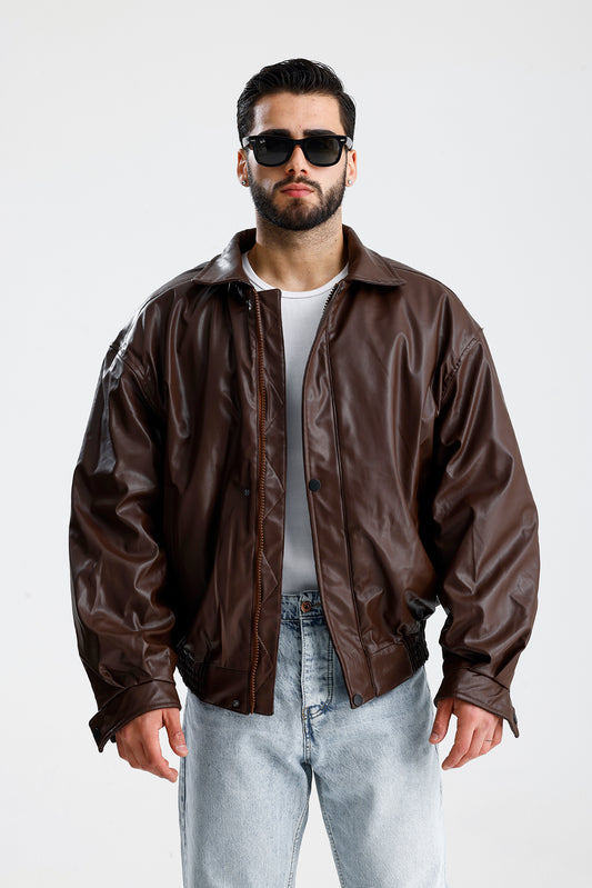 ZR Oversize Bomber Deri Ceket