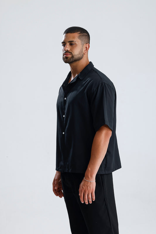 Oversize Fit Kısa Kol Dokulu Gömlek