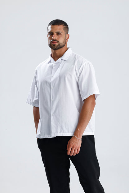 Oversize Fit Kısa Kol Dokulu Gömlek