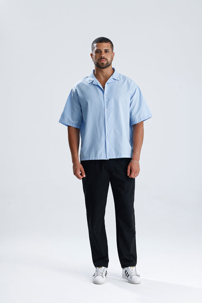 Oversize Fit Kısa Kol Dokulu Gömlek