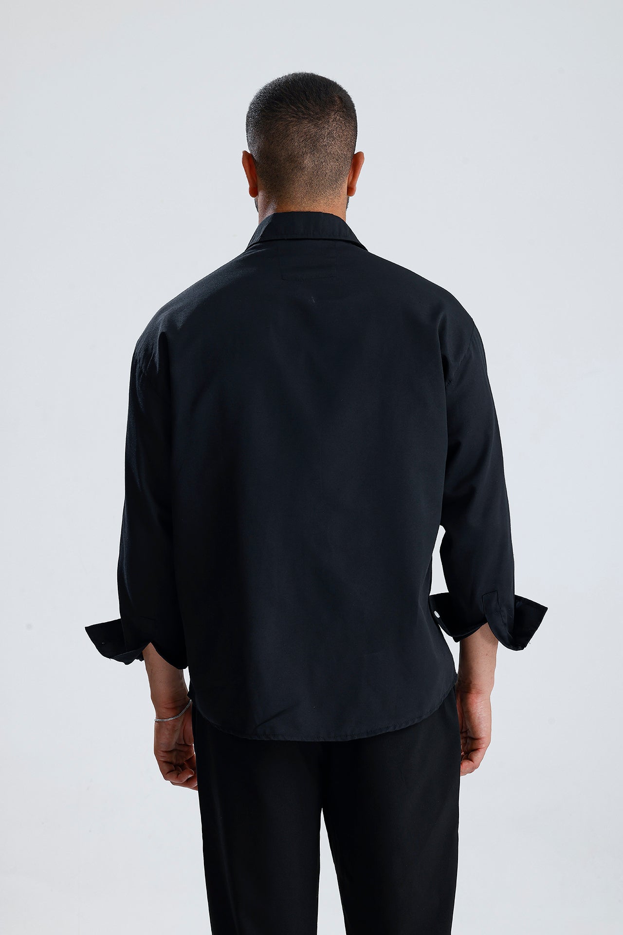 Oversize Fit Dokulu Uzun Kol Gömlek