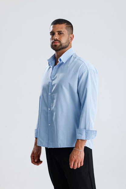 Oversize Fit Dokulu Uzun Kol Gömlek